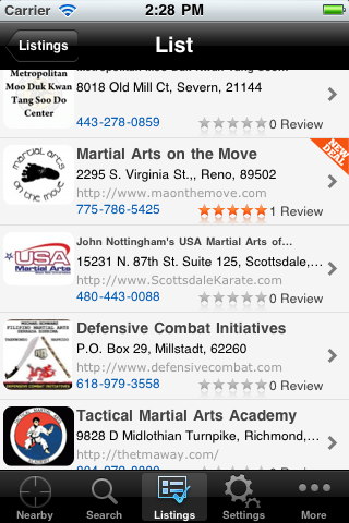 The Martial Directory free app screenshot 4