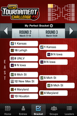 ESPN Bracket Bound 2011 free app screenshot 3