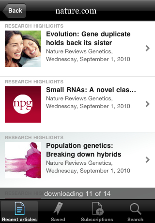 Nature.com - the latest science news and research from Nature Publishing Group free app screenshot 2