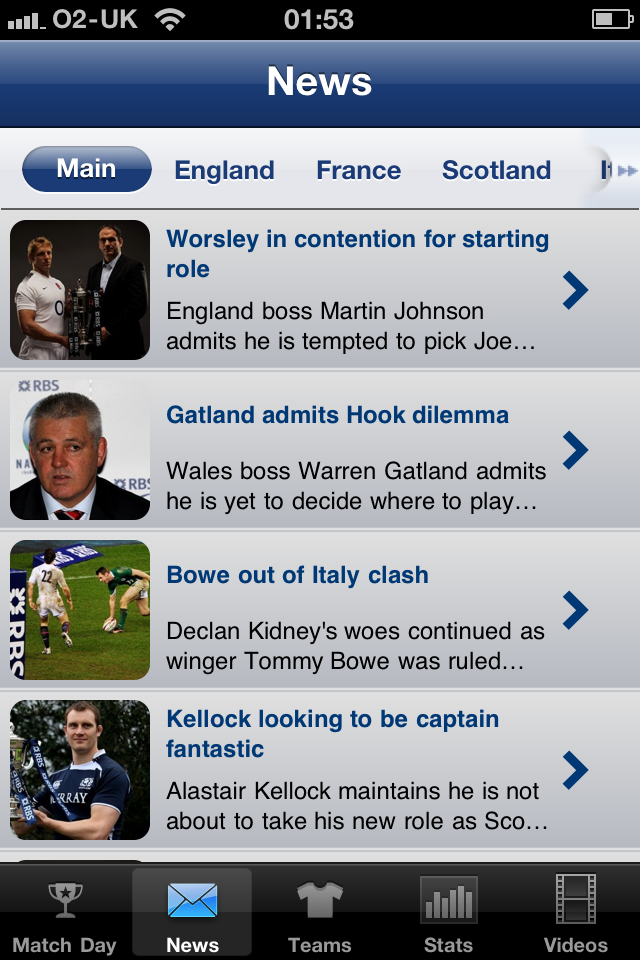 RBS 6 Nations Rugby free app screenshot 3