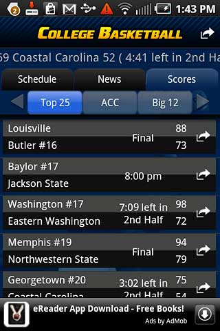 College Basketball Scoreboard free app screenshot 2