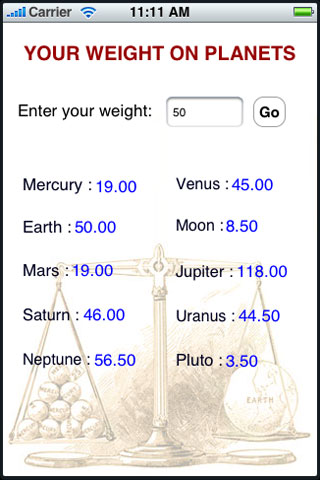 Your Weight On Planets