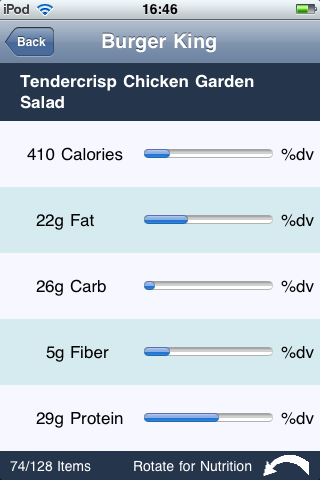Fast Food Calorie Counter Classic free app screenshot 4