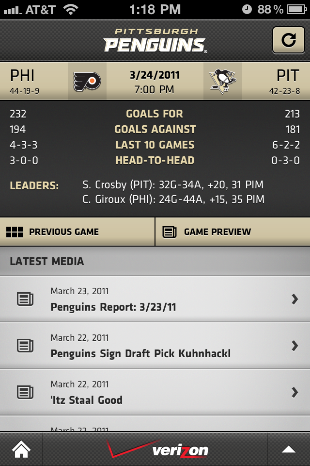 Pittsburgh Penguins Mobile free app screenshot 1