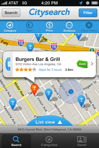 Citysearch free app screenshot 1