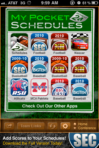 SEC Football Lite Edition for My Pocket Schedules free app screenshot 4