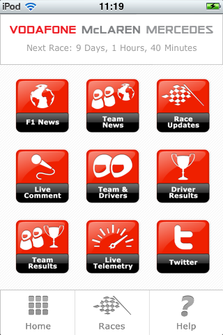 Vodafone McLaren Mercedes free app screenshot 1