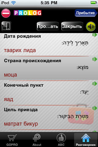 Hebrew – A phrase guide for Russian speakers | PROLOG screenshot 3