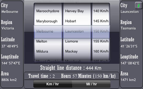 X to Y Distance - Australian Cities screenshot 2