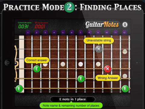 GuitarNotes - Guitar Fretboard Notes Trainer for iPad screenshot 2