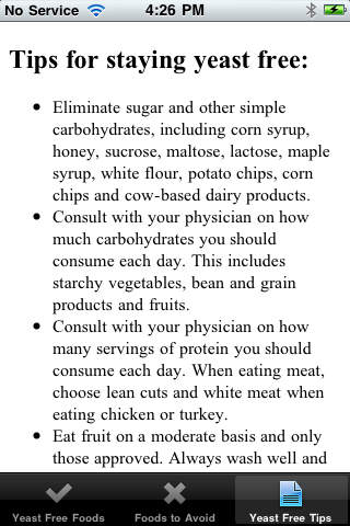 Yeast Free Diet Tips screenshot 2