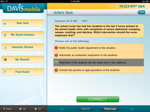 Davis Mobile NCLEX-RN® Q&A for iPad screenshot 2