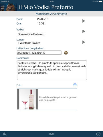 My Favorite Vodka for iPad - a mobile vodka journal and diary app for connoisseurs screenshot 2