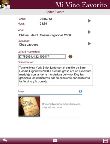 My Favorite Wine for iPad - A Mobile Wine Journal and Diary App for Oenophiles and Connoisseurs screenshot 2
