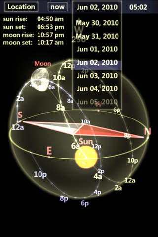 3D Sun&Moon Compass for iPhone4 (Gyroscope enabled) screenshot 3