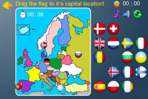 7 continents country flags game Lite Europe