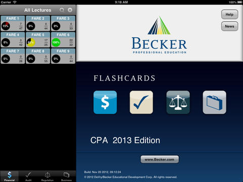 Becker's 2013 CPA Mobile Flashcards for iPad