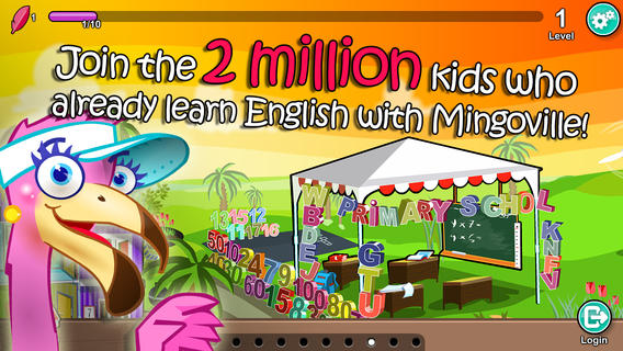 English for Kids – Mingoville School Edition includes fun language learning games and activities for