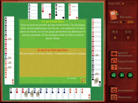 ibridge pour apprendre le bridge en jouant  des donnes commentées par D Pilon. Niveau intermédiaire screenshot 3