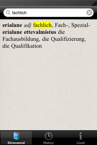 Saksa-eesti-saksa sõnastik screenshot 3