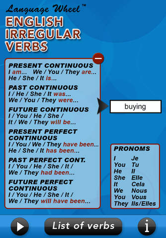 Verbes anglais - La roue des langues - Gratuit screenshot 3