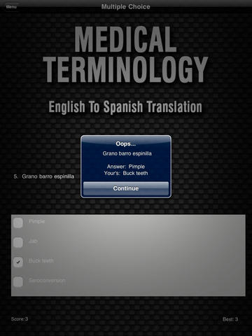 Medical Terms - English to Spanish Translation - HD screenshot 2