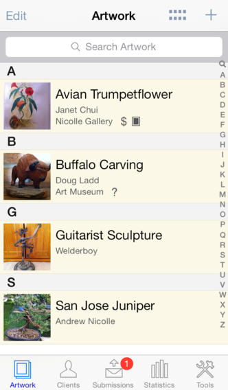 Artwork Tracker - a submission tracking tool for artists and collectors