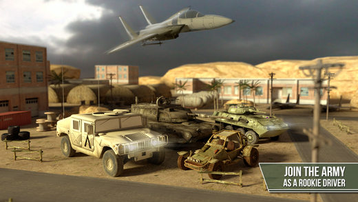 3D Trucker Simulator Free - Army Tank Truck and Plane Parking Game