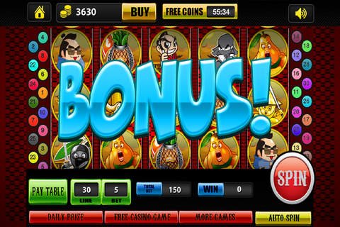 Ancient Samurai Bonanza Slots Jackpot - Party Casino Wild Slot Machine Game Free screenshot 3