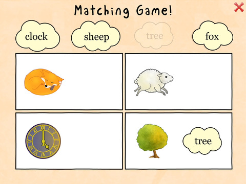 Ferdinand Fox's Word Match Game for preschool kids early readers