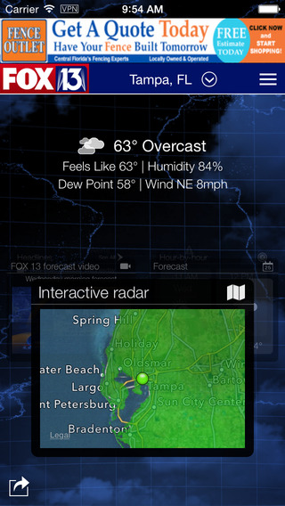 SkyTower Radar app from FOX 13 Tampa Bay