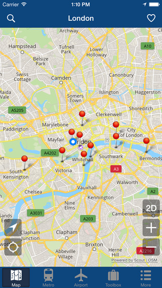 London Offline Map - City Metro Airport Travel Route Planner