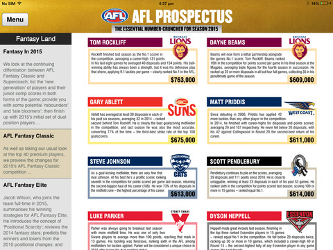 AFL Prospectus 2015 screenshot 3