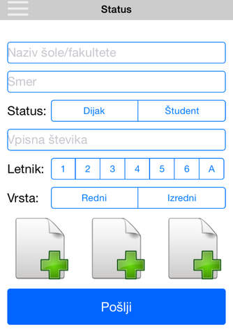 Screenshot of e-poslovalnica za študente