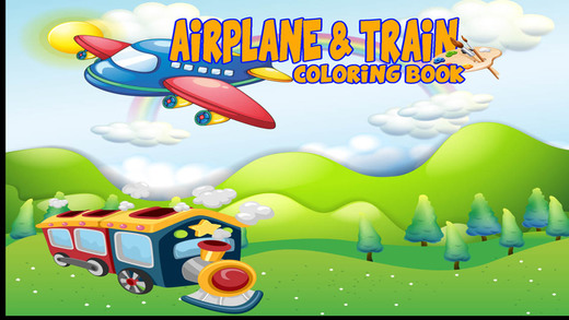 Airplanes and Trains Coloring Book - Art Plane and Friends: FREE App for Children