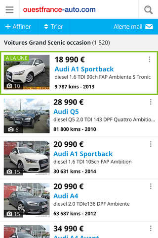 Ouest France Auto | Annonces voiture occasion & cote gratuite screenshot 2