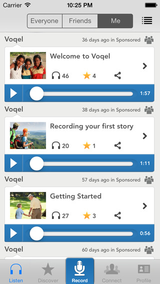 Voqel - hear record share stories in voice