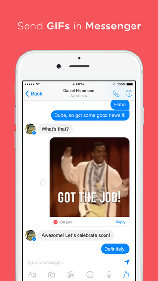 GIFjam for Messenger - Send animated GIF memes to Facebook friends