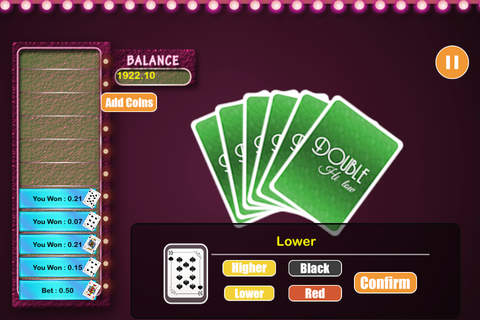 A1 Jackpot HiLo Card Table - Grand card betting game screenshot 2