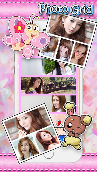 Cute Frame photo editor : plus sticker filters effects grid border stitch