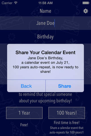 Birthday^100 - Calendar Events for Birthdays with Privacy Built-in screenshot 3