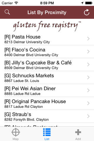 Gluten Free Registry XD screenshot 2