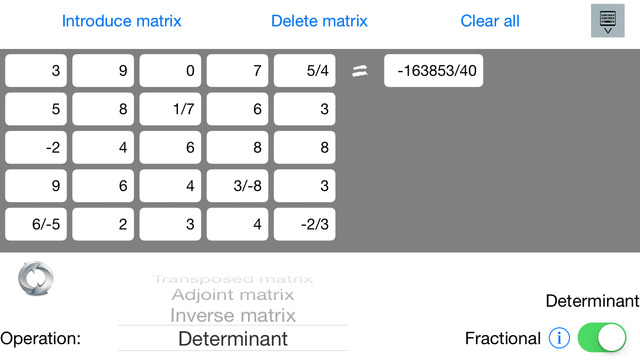 Matrix math calculator Pro