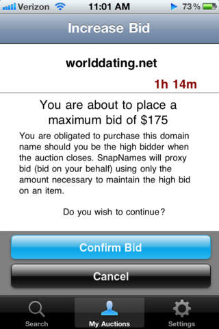 SnapNames Domain Name Auctions screenshot 3