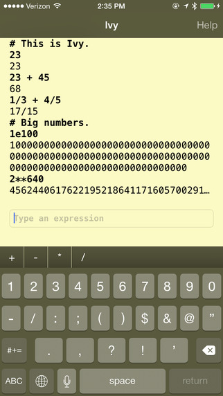 Ivy big number calculator