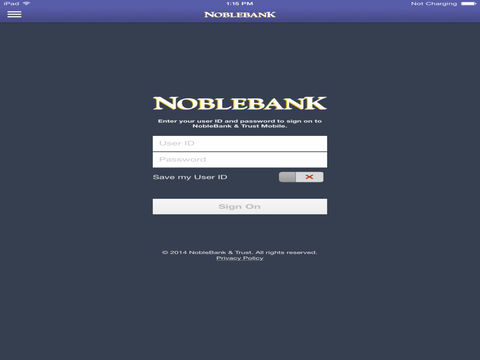 NobleBank Trust Mobile for iPad