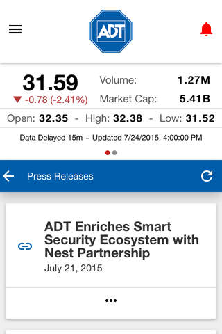 ADT Investor Relations screenshot 2
