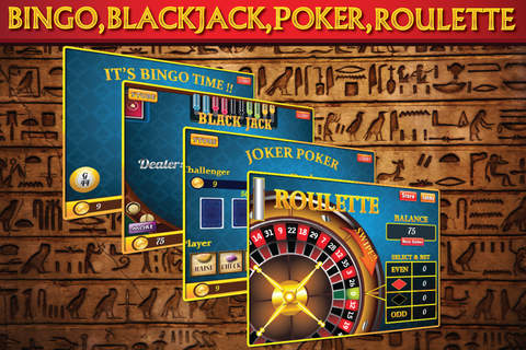 5-in-1 - Pharaoh Slot-Machine,Blackjack 21,Poker,Bingo & Roulette screenshot 2