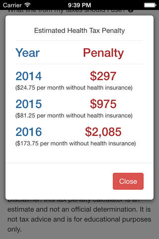 Health Penalty Calculator screenshot 2