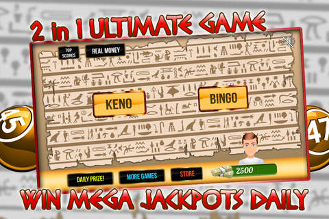 Egyptian Casino of Keno Balls and Bingo Blitz with Big Wheel of Prizes! screenshot 2